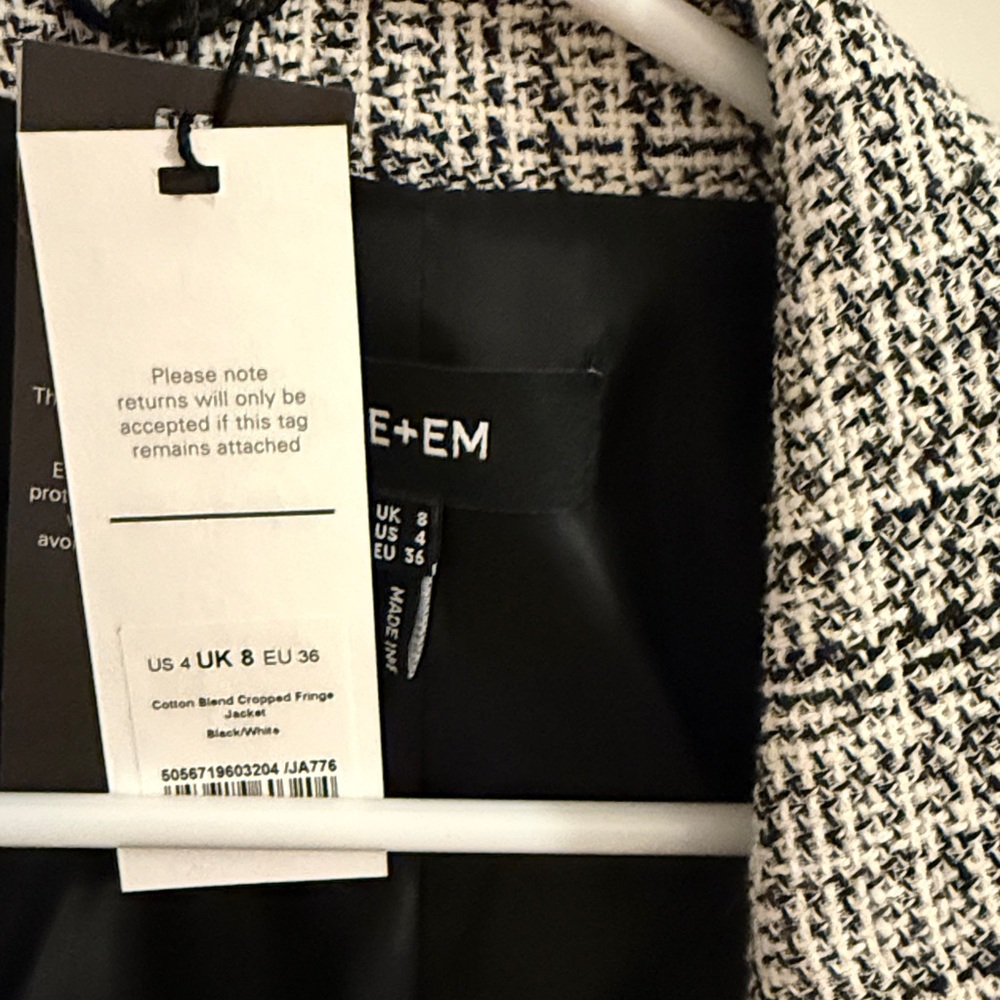 Me + Em Cotton-Blend Fringe Trim Crop Jacket - Picture 7 of 7